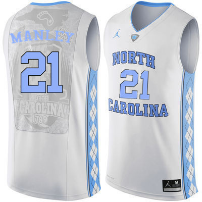 Men #21 Sterling Manley North Carolina Tar Heels College Basketball Jerseys Sale-White